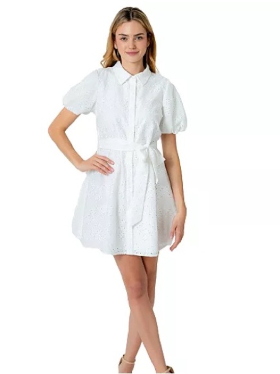Sam Edelman Dresses & Skirts - Eyelet Puff-Sleeve Shirt Dress